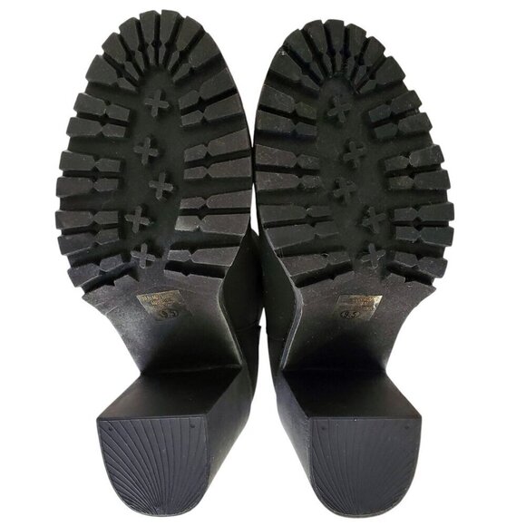 NWT Soda Chunky Heel Black Combat Boots Jaber Ankle Lug Sole Pull On 9.5 - Picture 8 of 13